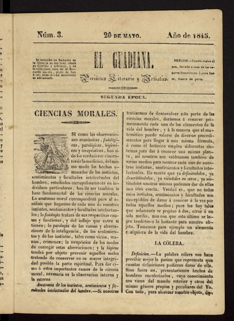 Miniatura de El Guadiana : periódico literario y artístico del 20 de mayo de 1845