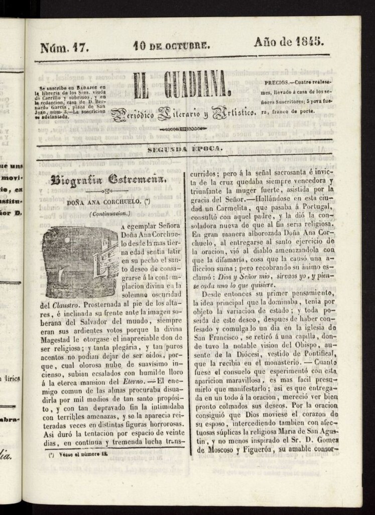 Miniatura de El Guadiana : periódico literario y artístico del 10 de octubre de 1845