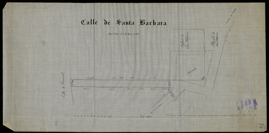 Miniatura de Alineación de la Calle Santa Bárbara, desde la calle Fuencarral hasta la Plazuela de San Ildefonso