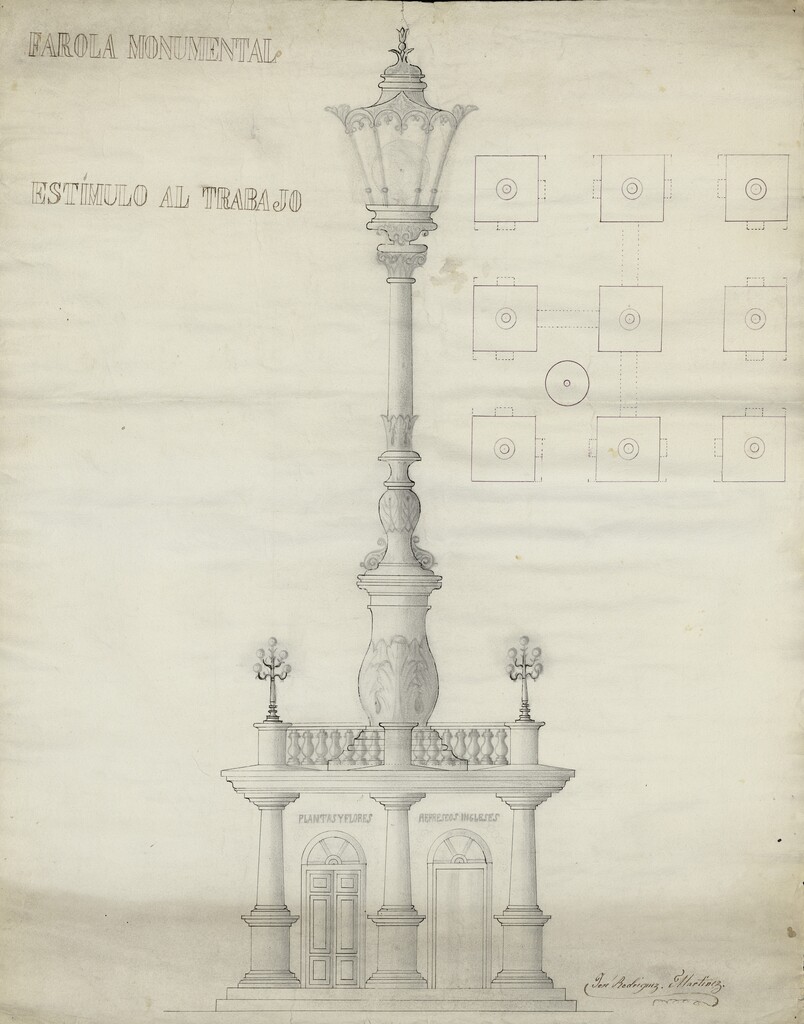 Miniatura de Proyecto de farola monumental con comercios en su pedestal