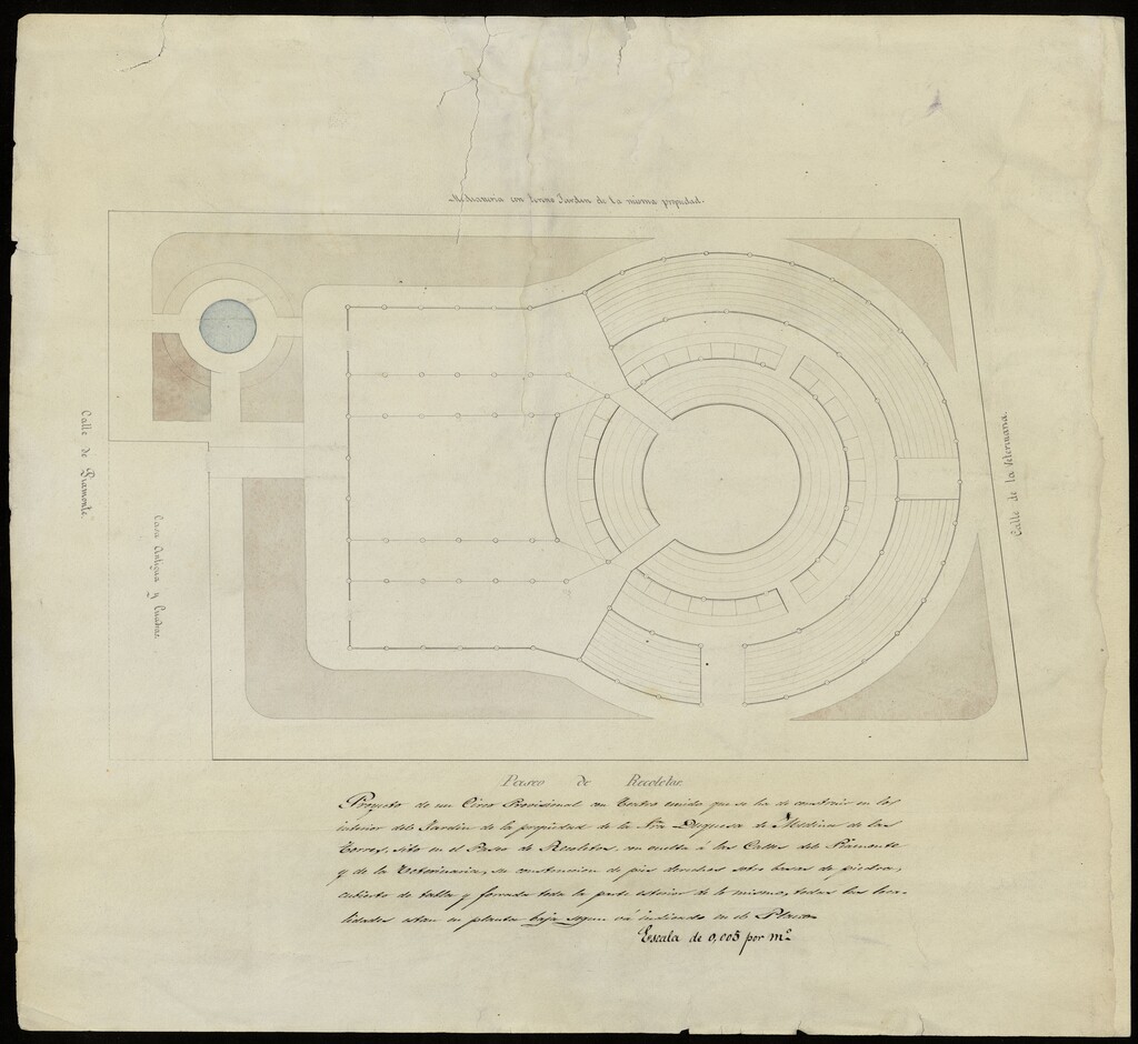 Miniatura de Plano del proyecto de un teatro o circo en el jardín de la Duquesa de Medinatorres