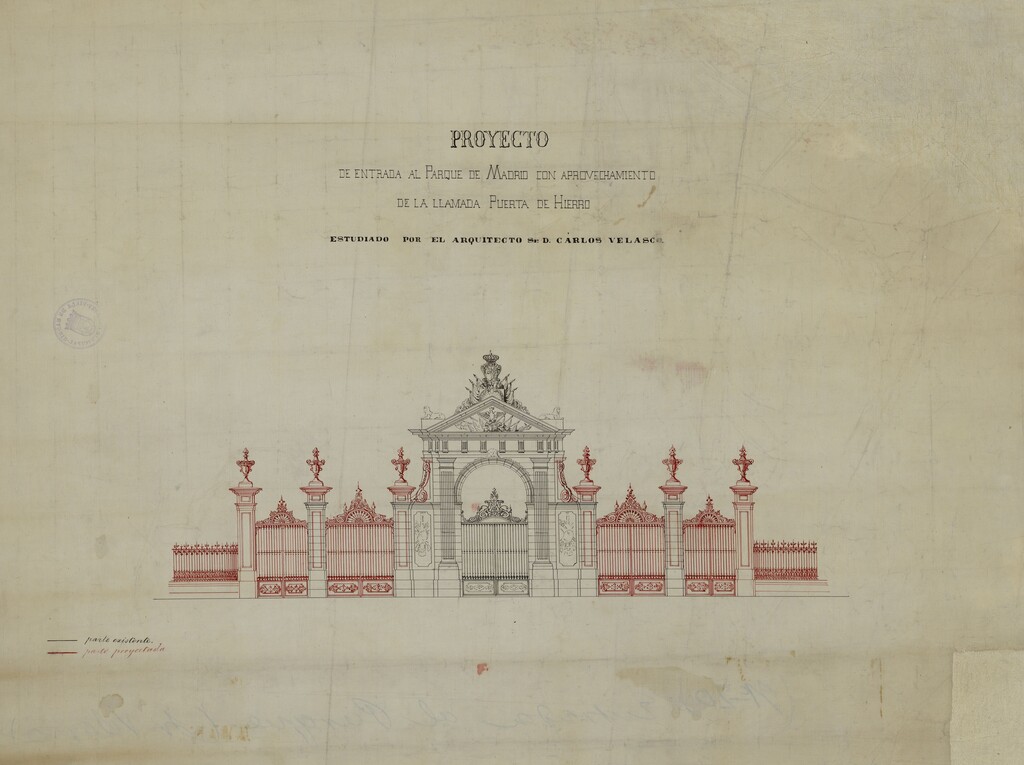 Miniatura de Proyecto de entrada al Parque de Madrid (Retiro) con aprovechamiento de la llamada Puerta de Hierro