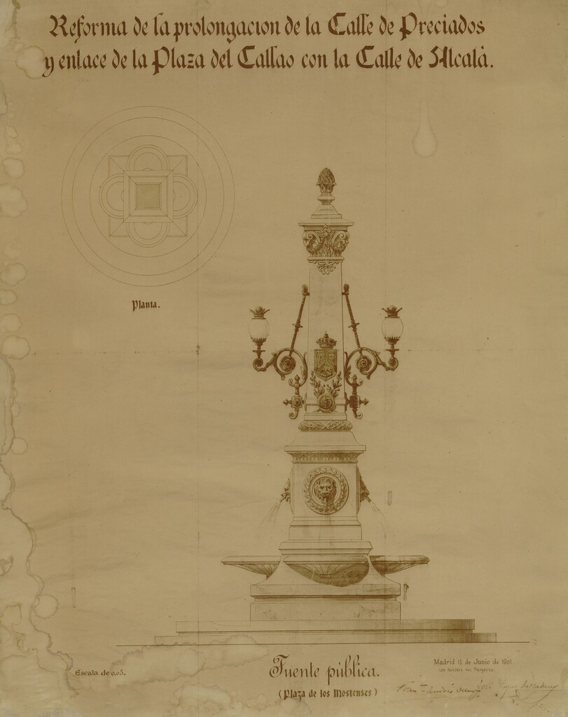 Miniatura de Reforma de la prolongación de la calle Preciados y enlace de la plaza del Callao con la calle de Alcalá. Fuente Pública