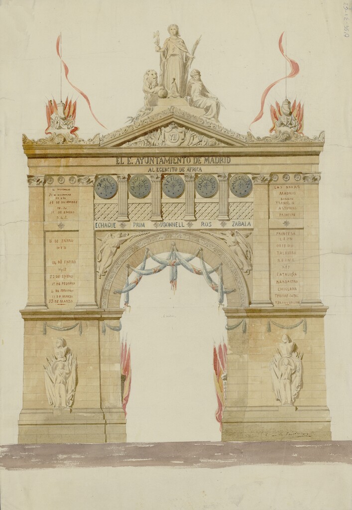 Miniatura de Arco de Triunfo para festejar la vuelta del ejército de África. S. XIX