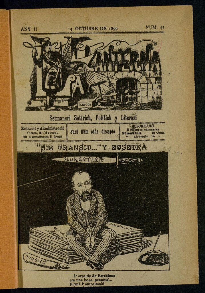 Miniatura de La Llanterna: setmanari satirich, polítich y literari. 14 octubre de 1899