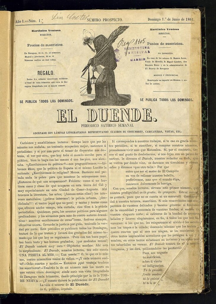 Miniatura de El Duende: periódico satírico semanal