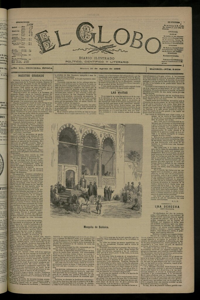 Miniatura de El Globo : diario ilustrado del 31 de agosto de 1886, nº 3958