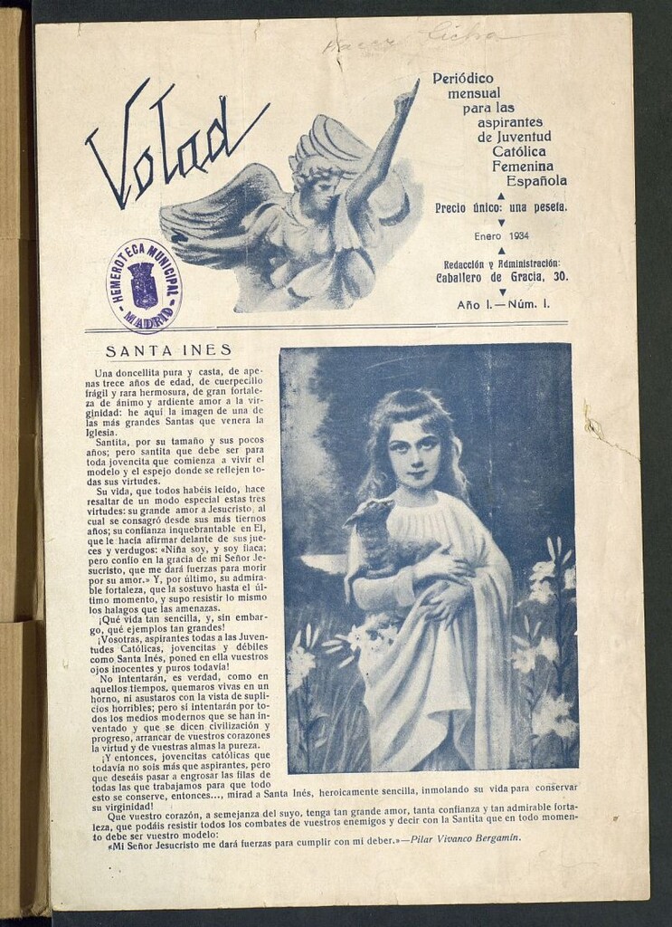 Miniatura de Volad: periódico mensual para las aspirantes de Juventud Católica Femenina Española