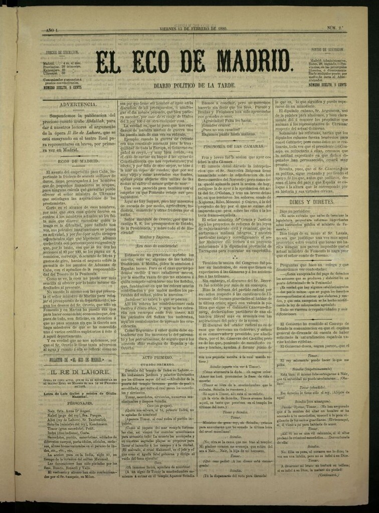 Miniatura de El Eco de Madrid: diario político de la tarde