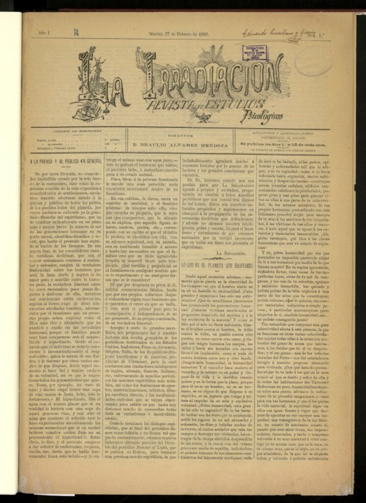 Miniatura de La Irradiación: revista de estudios psicológicos