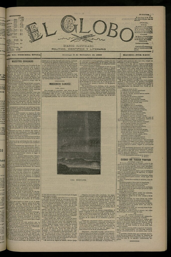 Miniatura de El Globo : diario ilustrado del 5 de septiembre de 1886, nº 3963