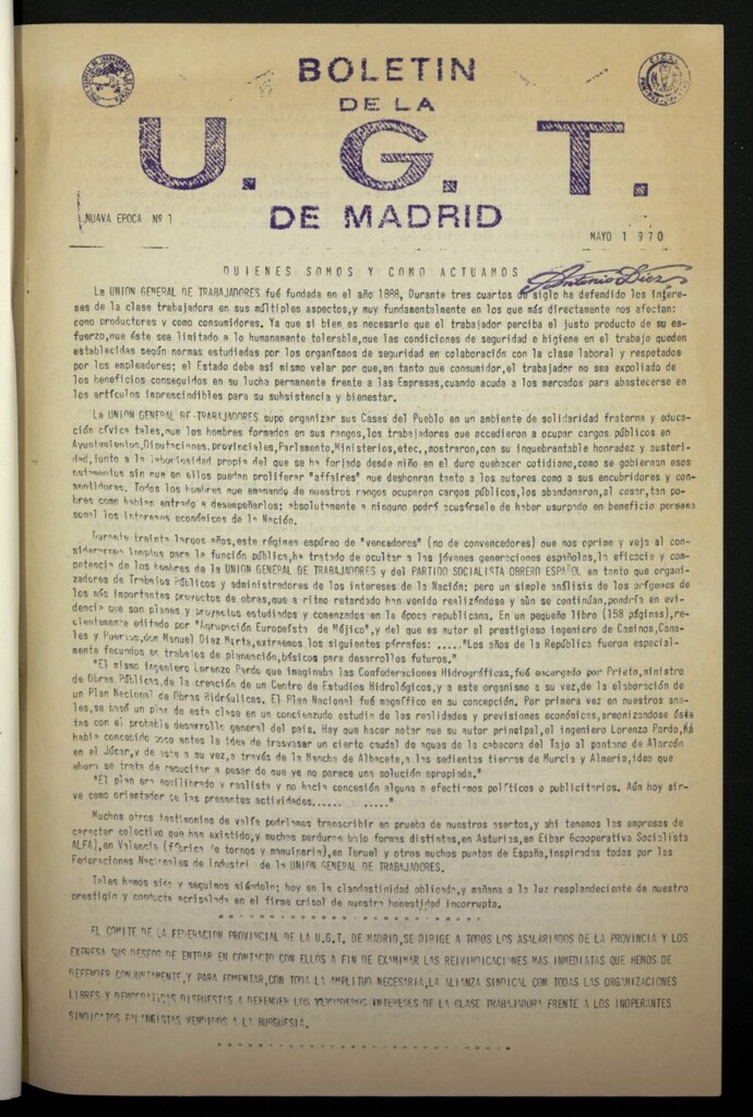 Miniatura de Boletín de la U.G.T. de Madrid.