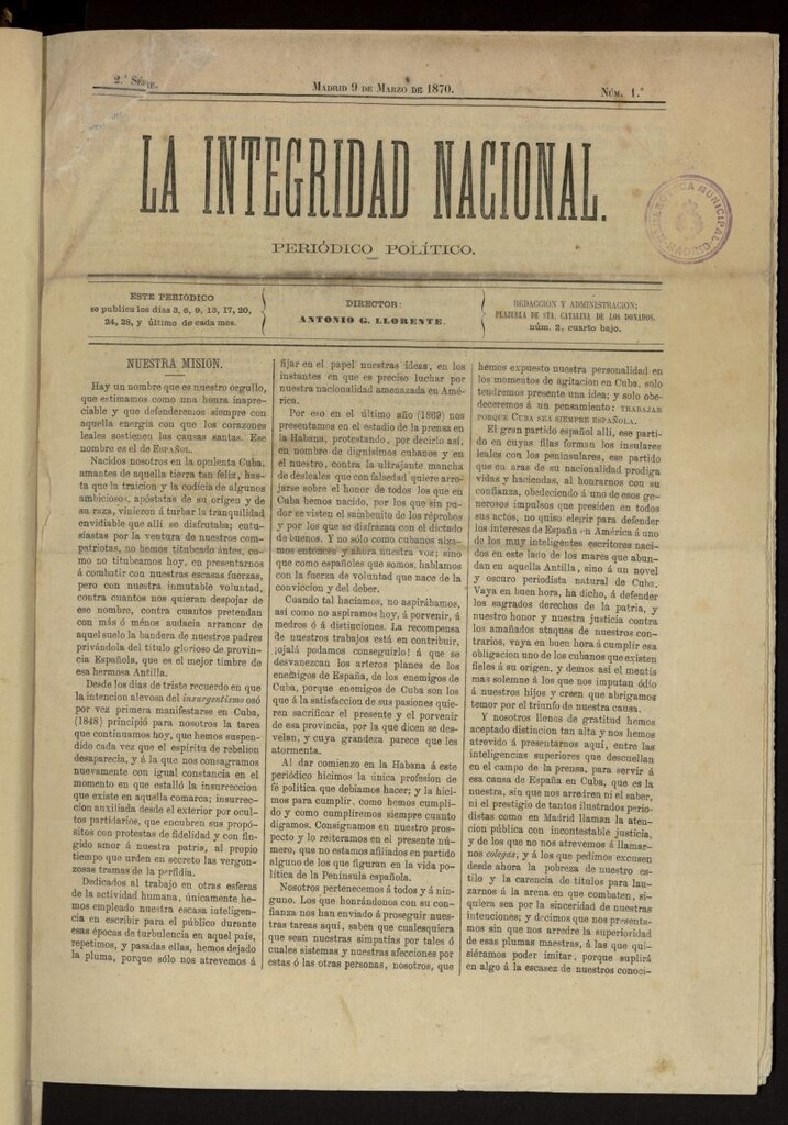Miniatura de La Integridad Nacional: periódico político