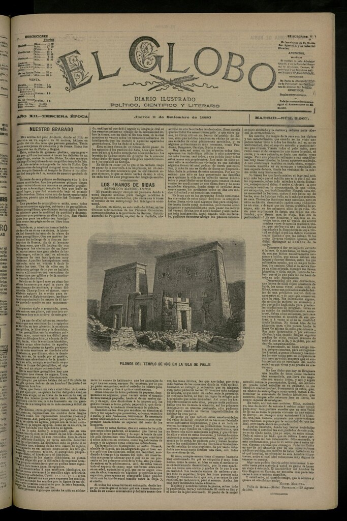 Miniatura de El Globo : diario ilustrado del 9 de septiembre de 1886, nº 3967