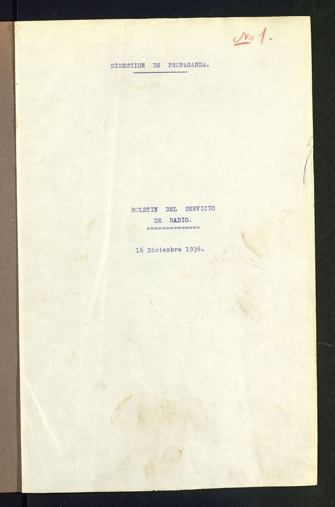 Miniatura de Boletín del Servicio de Radio de la Dirección de Propaganda