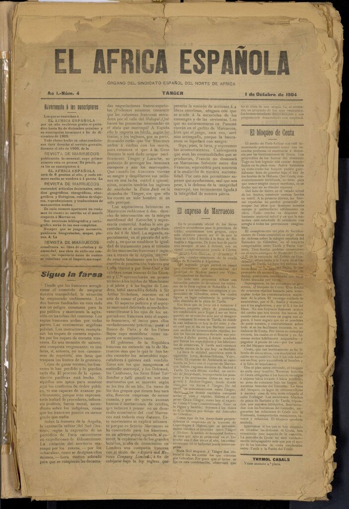 Miniatura de El Africa Española: órgano del Sindicato Español del Norte de Africa