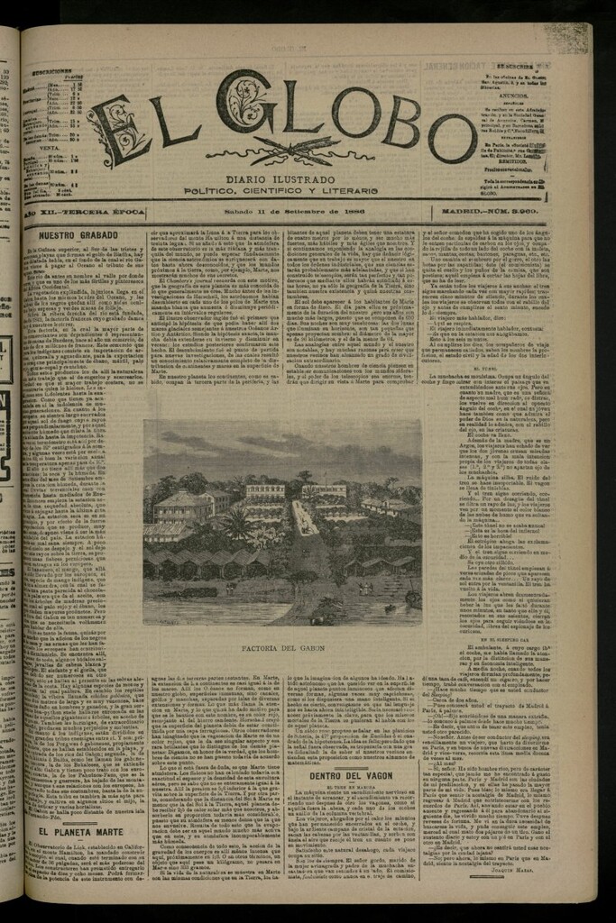 Miniatura de El Globo : diario ilustrado del 11 de septiembre de 1886, nº 3969