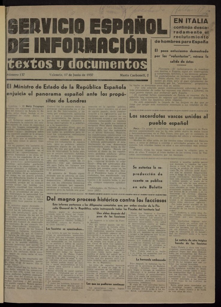 Miniatura de Servicio Español de Información: textos y documentos
