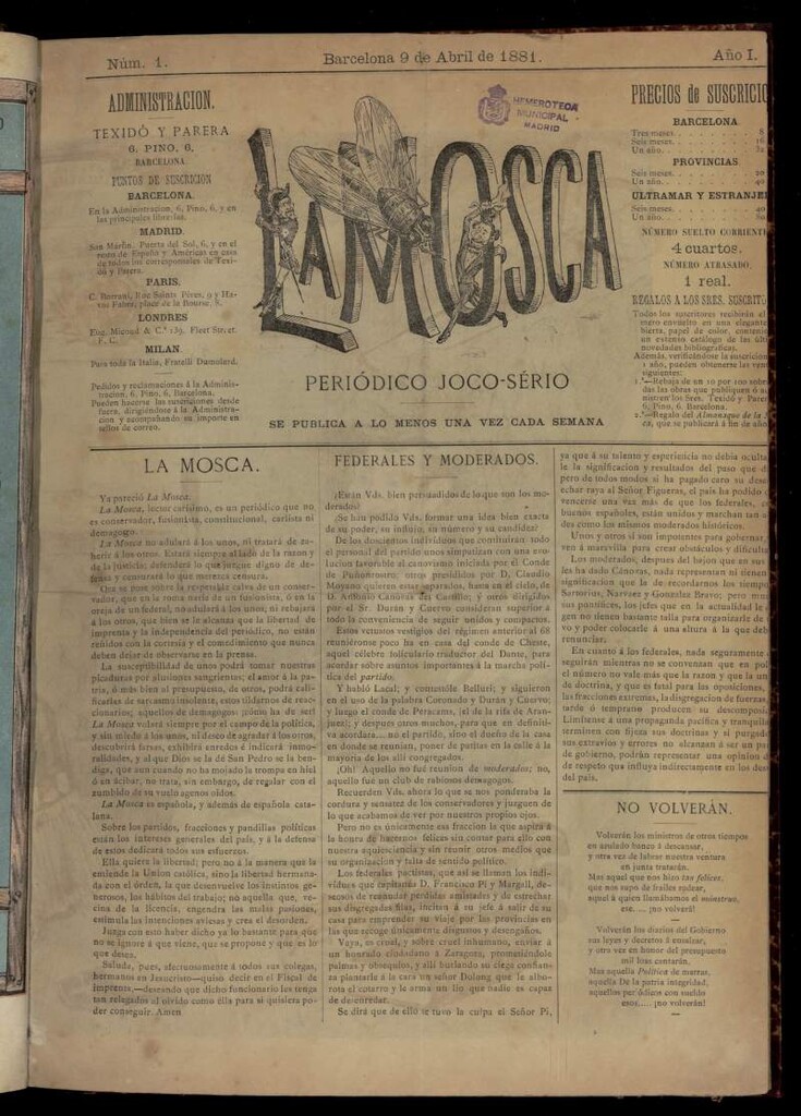 Miniatura de La Mosca : periódico joco-serio
