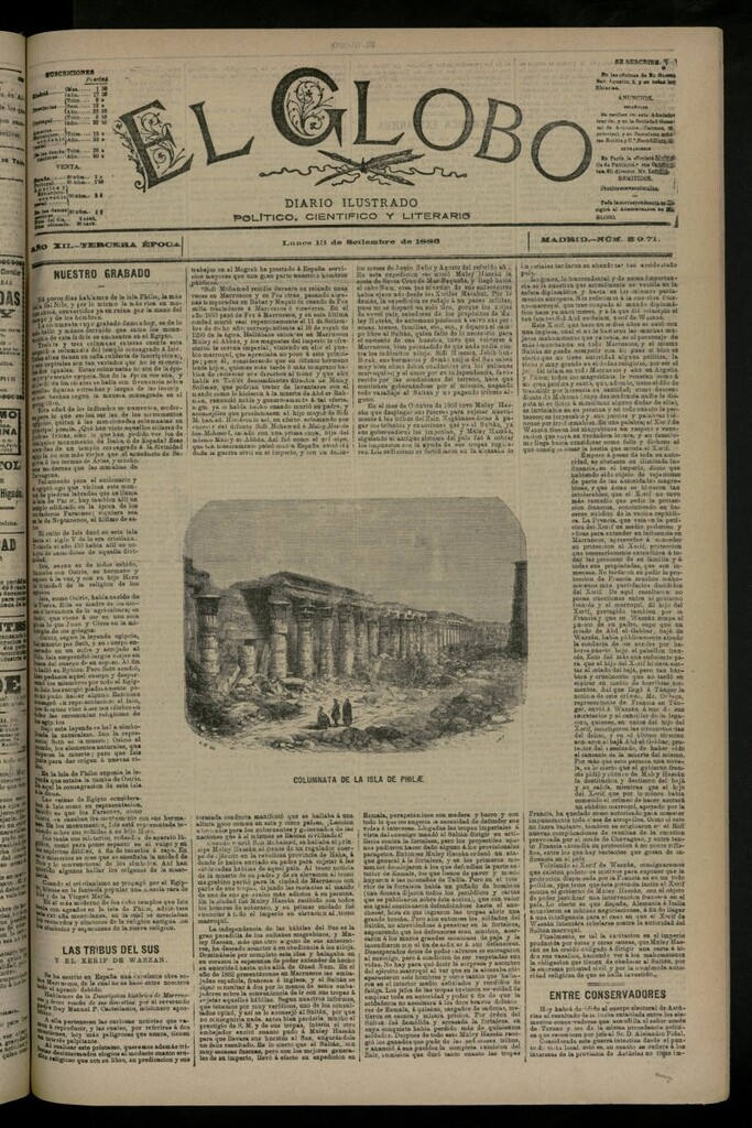 Miniatura de El Globo : diario ilustrado del 13 de septiembre de 1886, nº 3971