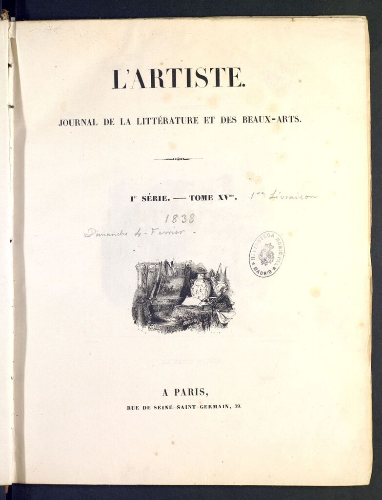 Miniatura de L´Artiste : journal de la littérature et des beaux-arts