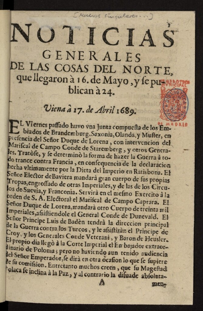 Miniatura de Noticias generales de las cosas del Norte