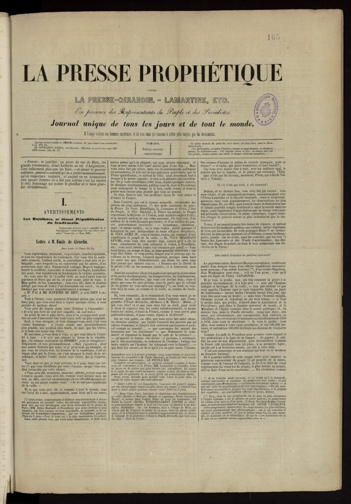 Miniatura de La Presse prophétique contre la presse-Girardin-Lamartin