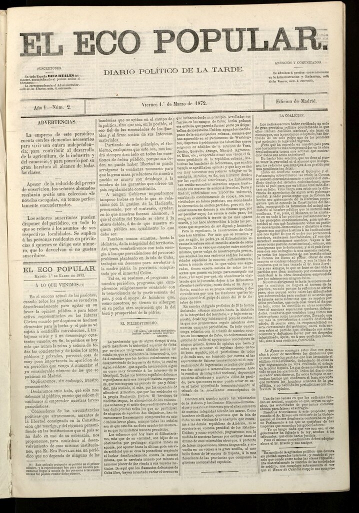 Miniatura de El Eco popular: diario político de la tarde