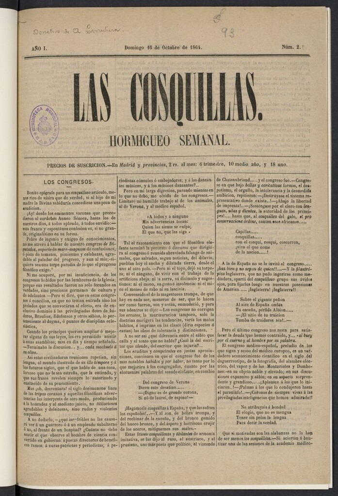 Miniatura de Las Cosquillas: hormigeo semanal