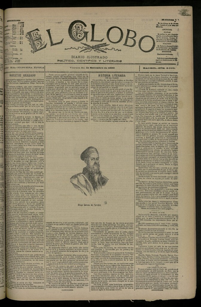 Miniatura de El Globo : diario ilustrado del 24 de septiembre de 1886, nº 3982