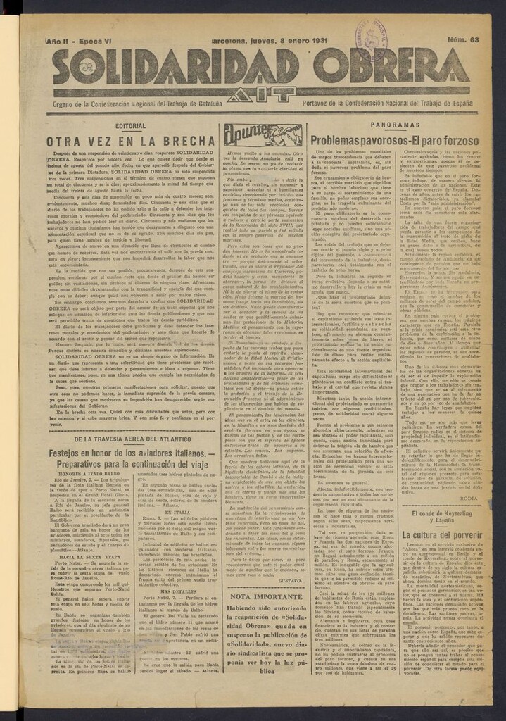 Miniatura de Solidaridad Obrera: diario de la mañana