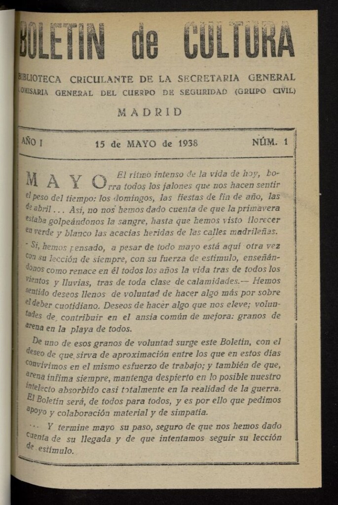 Miniatura de Boletín de Cultura: Boletín Circulante de la Secretaría General