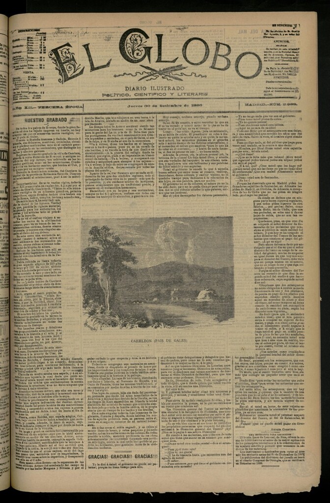 Miniatura de El Globo : diario ilustrado del 30 de septiembre de 1886, nº 3988