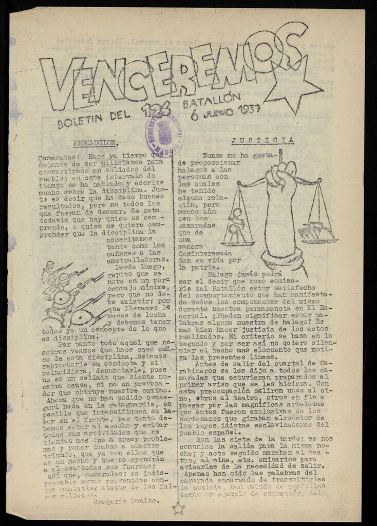 Miniatura de Venceremos: boletín del 126 batallón