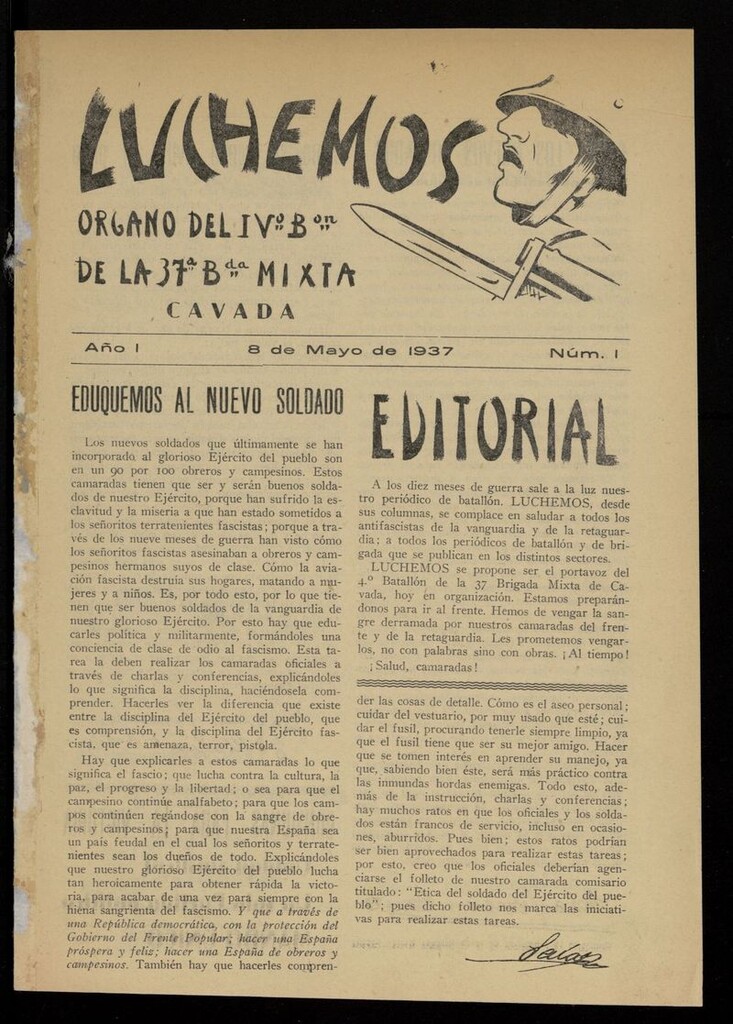 Miniatura de Luchemos: órgano del IV Batallón de la 37ª Brigada Mixta