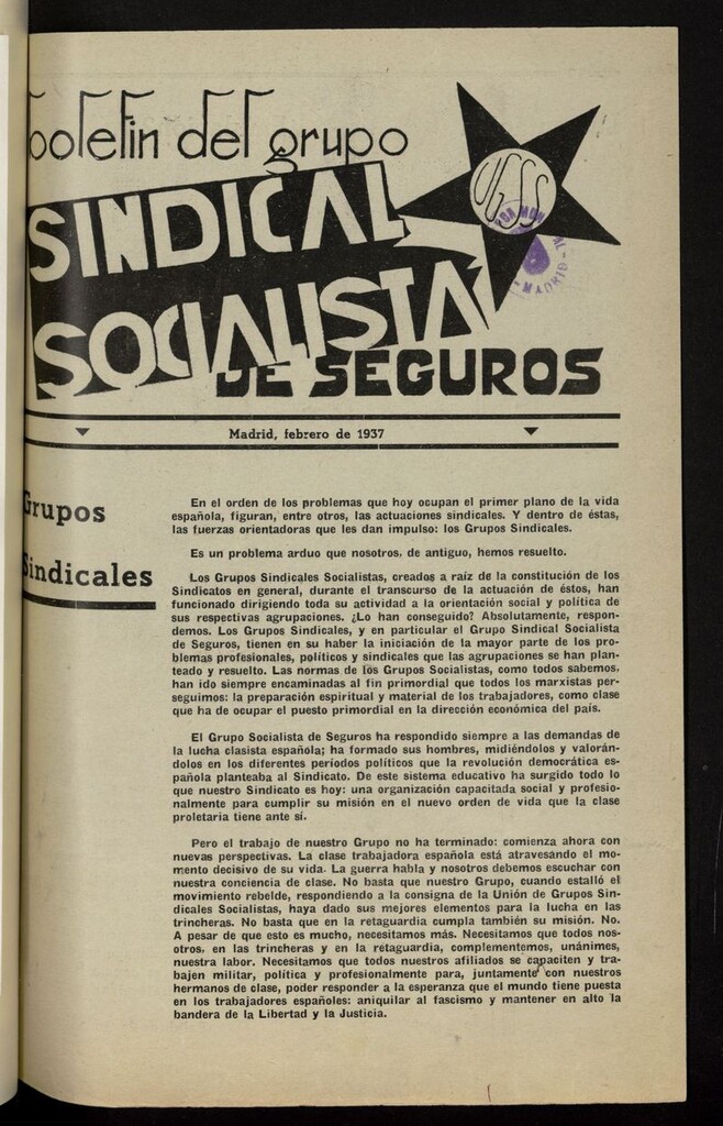 Miniatura de Boletín del Grupo Sindical Socialista de Seguros
