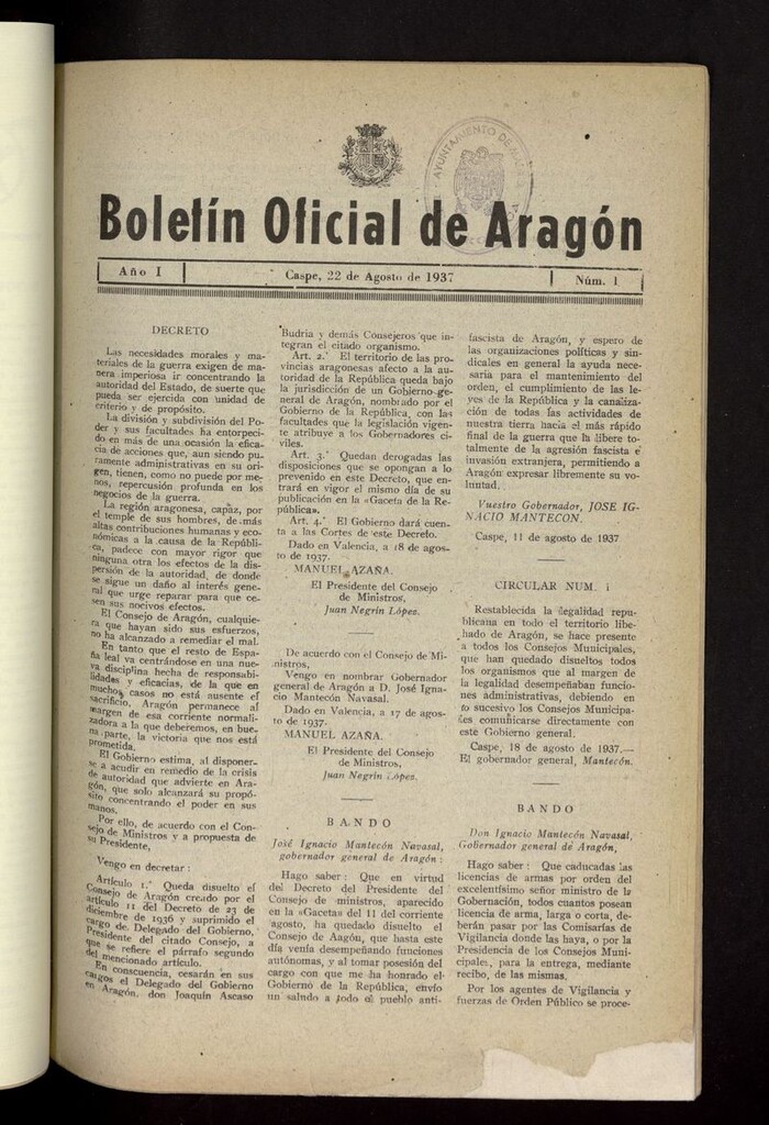 Miniatura de Boletín Oficial de Aragón