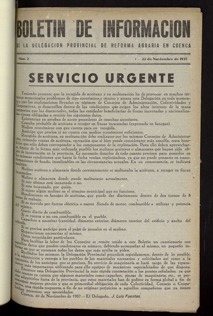Miniatura de Boletín de Información de la Delegación Provincial de Reforma Agraria en Cuenca