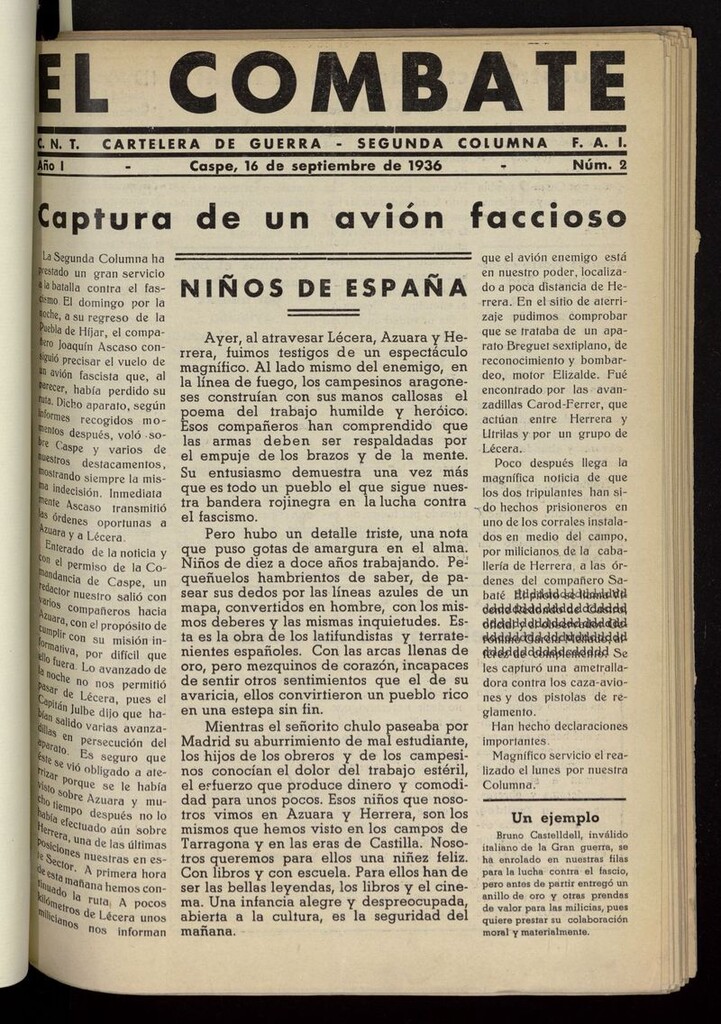 Miniatura de El Combate : cartelera de guerra : segunda columna