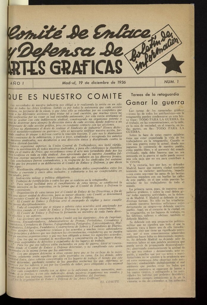Miniatura de Boletín de Información : Comité de Enlace y Defensa de las Artes Gráficas