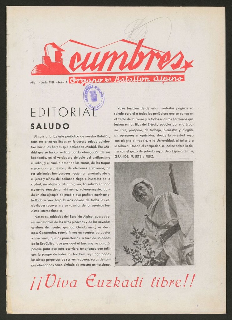 Miniatura de Cumbres: órgano del Batallón Alpino