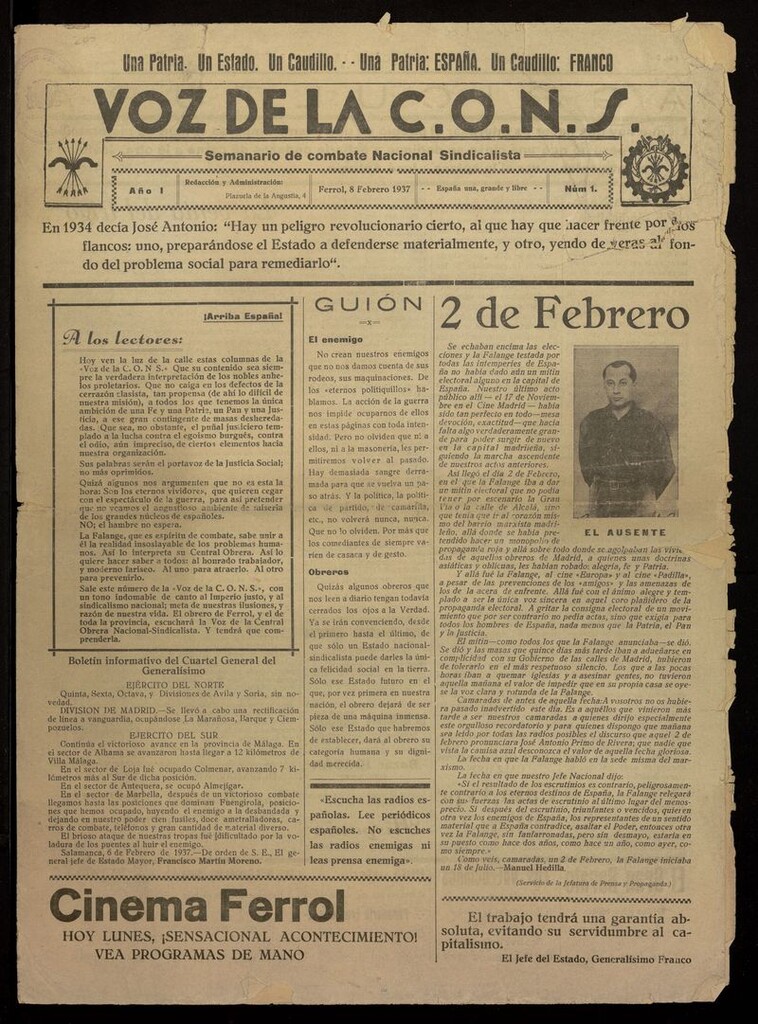 Miniatura de La voz de la C.O.N.S. Semanario de Combate