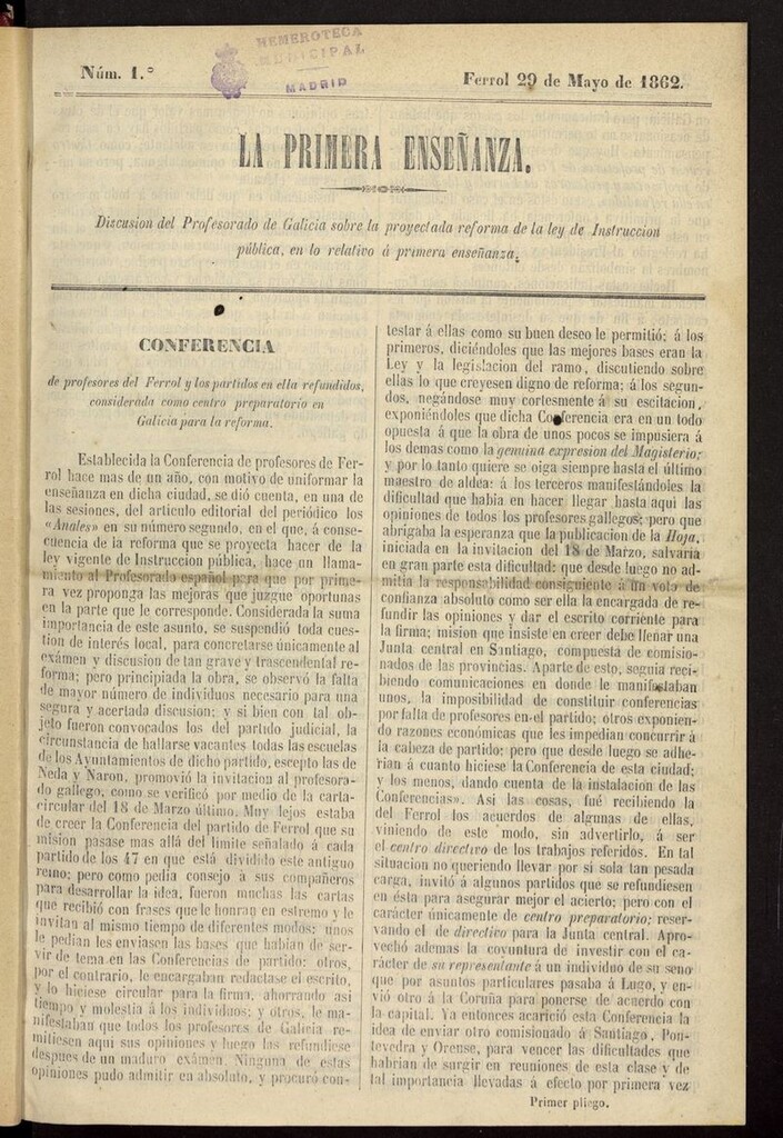 Miniatura de La primera enseñanza.