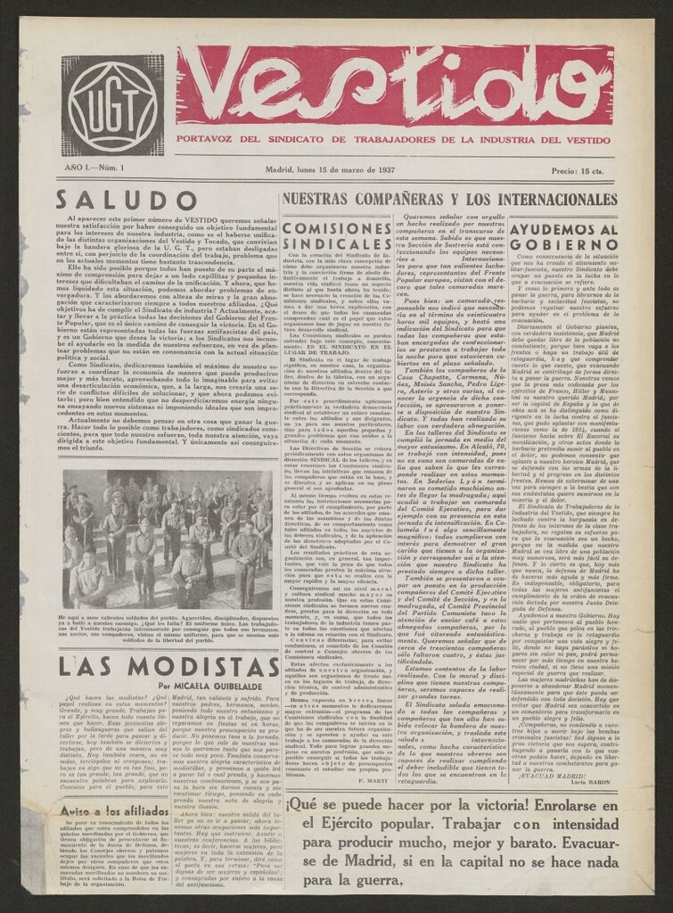Miniatura de Vestido : portavoz del Sindicato de Trabajadores de la Industria del Vestido