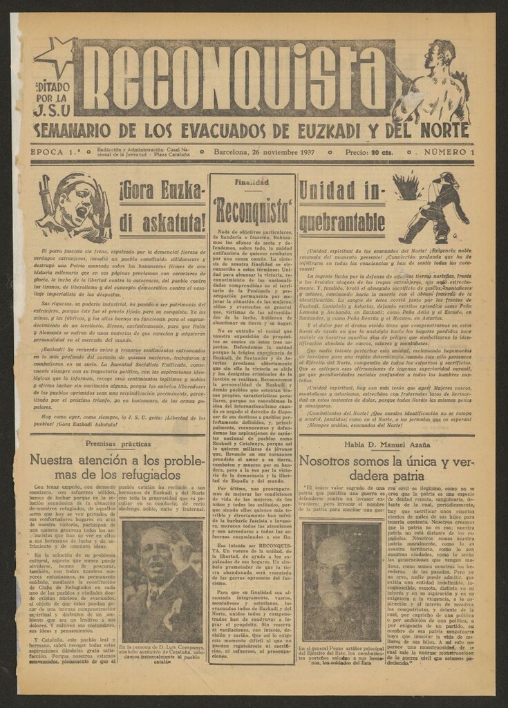 Miniatura de Reconquista : semanario de los evacuados de Euzkadi y del norte