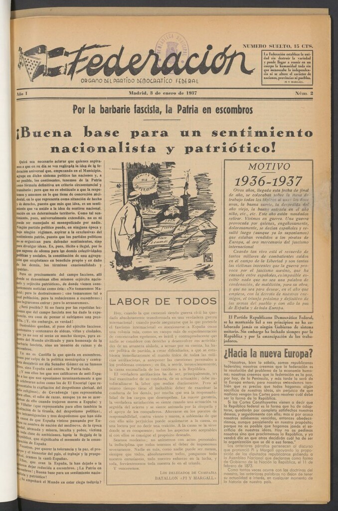 Miniatura de Federación : Órgano del Partido Democrático Federal