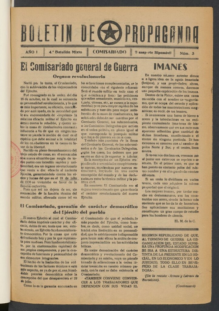 Miniatura de Boletín de Propaganda.