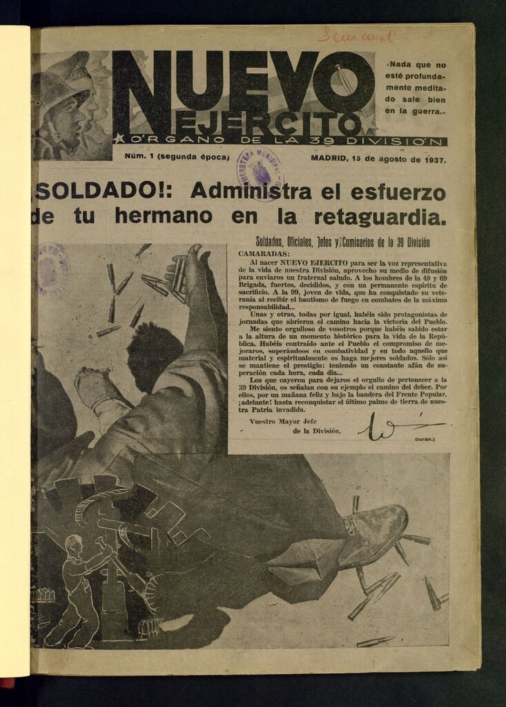 Miniatura de Nuevo Ejército: órgano de la 39 División
