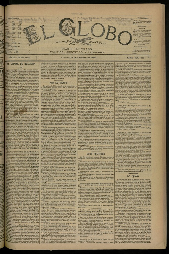 Miniatura de El Globo : diario ilustrado del 15 de octubre de 1886, nº 4003
