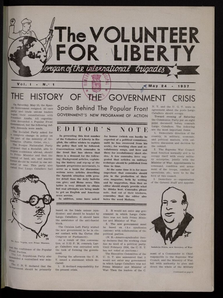 Miniatura de The Volunteer for Liberty : Organ of the International Brigades